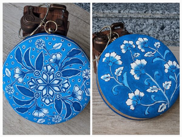 Handpainted clutch in Blue Pottery style