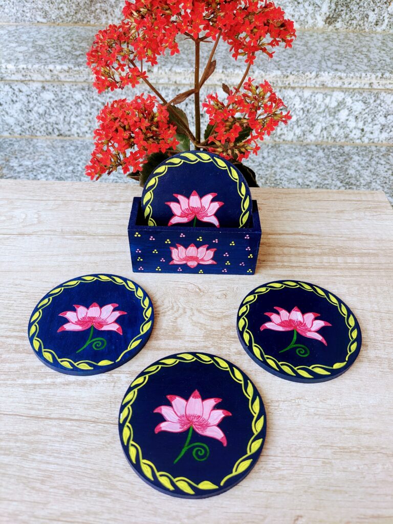 Handpainted coaster Pichwai style