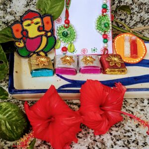 Crochet-Handpainted Fridge Magnet Rakhi-Hamper