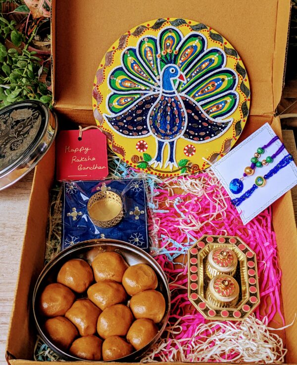 Kundan Beads-Lippan Art Inspired Rakhi-Hamper #3