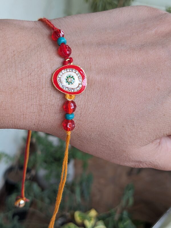 Red Beads Single Rakhi - Image 2