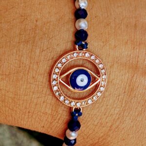 Blue and White Evil Eye Single Rakhi