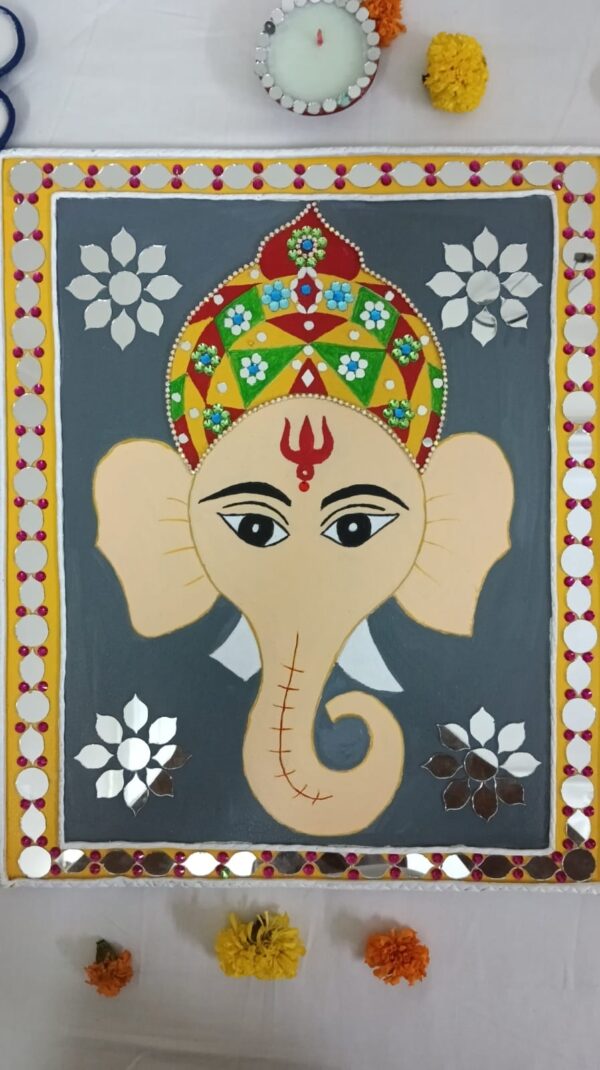 Ganesh ji Wall Painting in Lippan Art