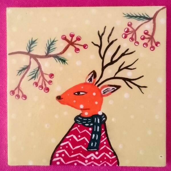 Christmas deer painting