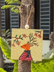 Christmas deer painting