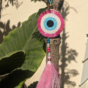 Evil Eye Pink With Tassels 3"