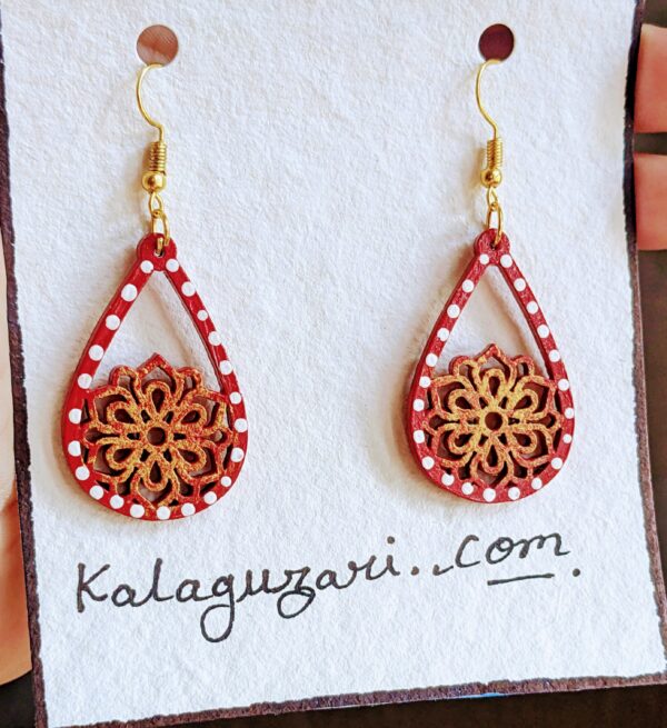Drop earrings, handpainted, light weight, mdf, wood, Earrings