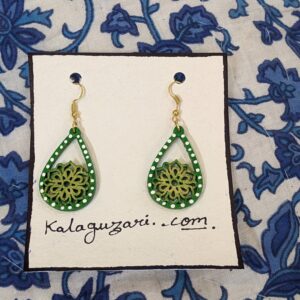 Handpainte green drop earrings, mdf products, accessories