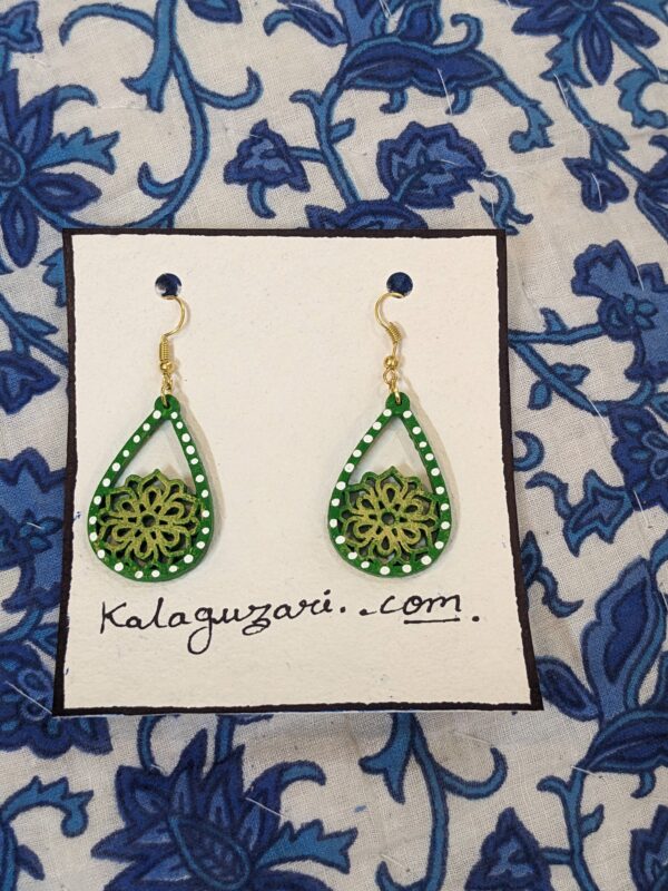 Green Flower Drop Earrings